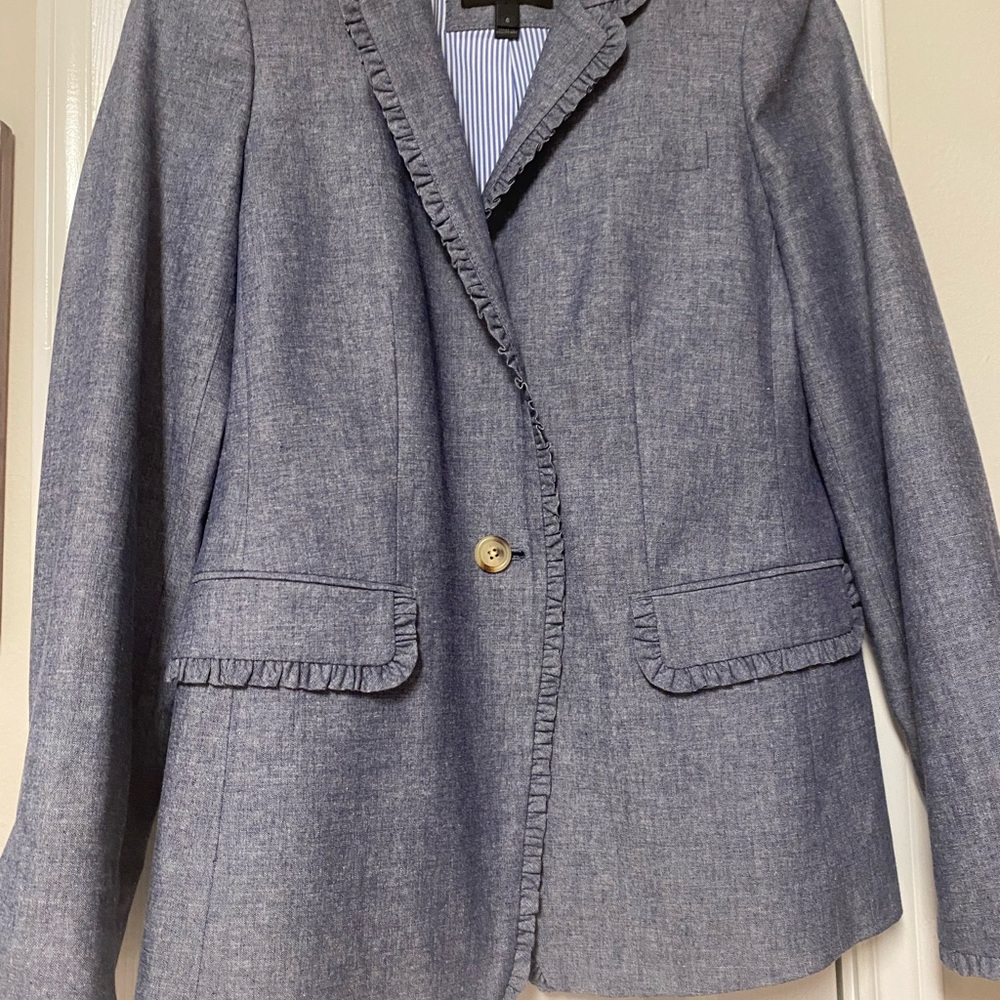 J Crew Blue Blazer with Notched Lapels